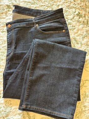 LOFT Straight Leg Jeans in Dark Blue Denim